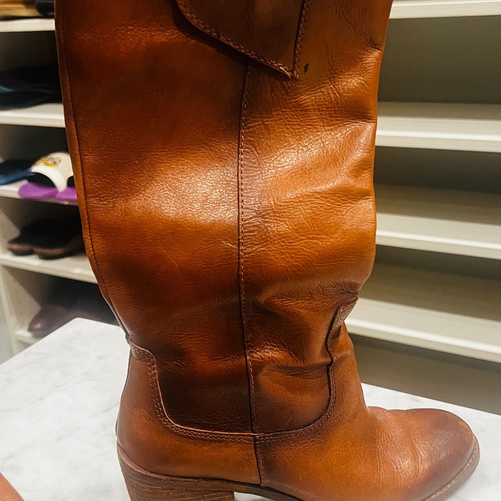 Lucky Brand Tan Leather Heeled Boots